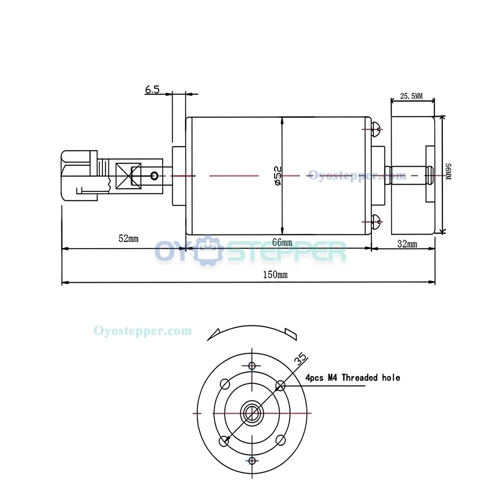 200W 12-24V Air Cooled CNC Spindle Motor 52 x 150mm ER11/ER16 10000RPM for Small Engraving Machine